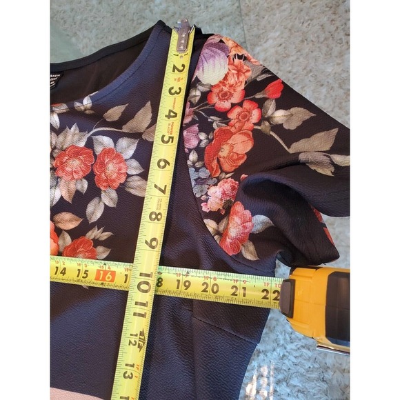 SHEIN Women Black Floral Polyester Round Neck Short Sleeve Knee Length Dress 4XL - Picture 11 of 12